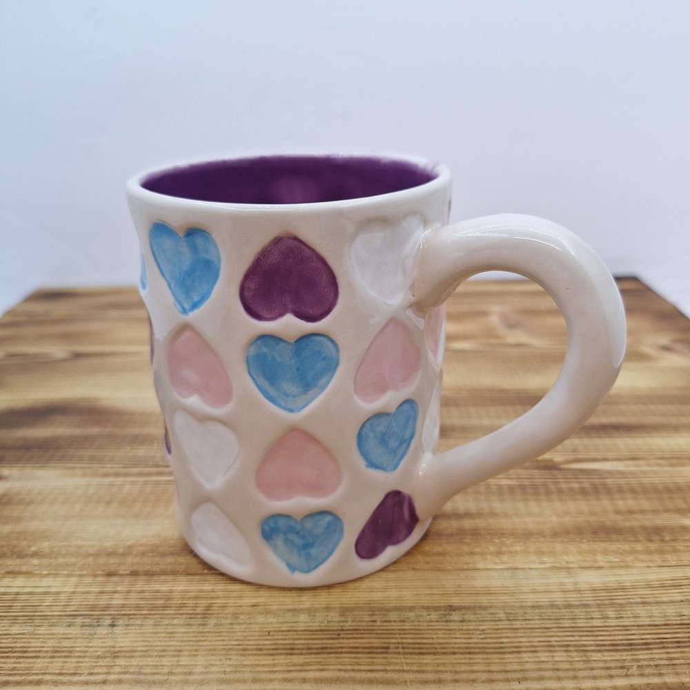 Rainbow Watercolor Candy‎ Heart Mug Planter Pen Holder Mis-Glaze Reuse